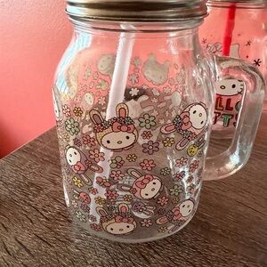 Cute Character Glass Mason Jar with Straw